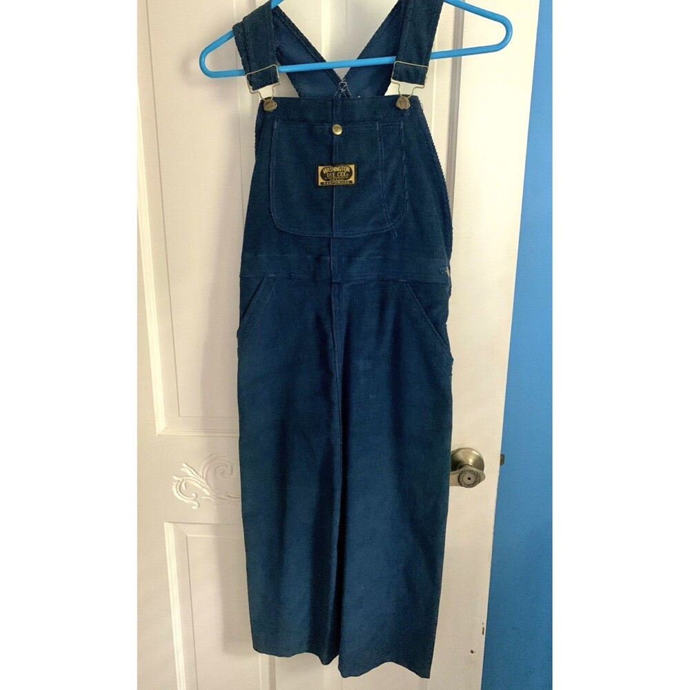 Washington Dee Cee Corduroy Jrs 11/12 Overall Dress Blue Vintage 1970s Excellent